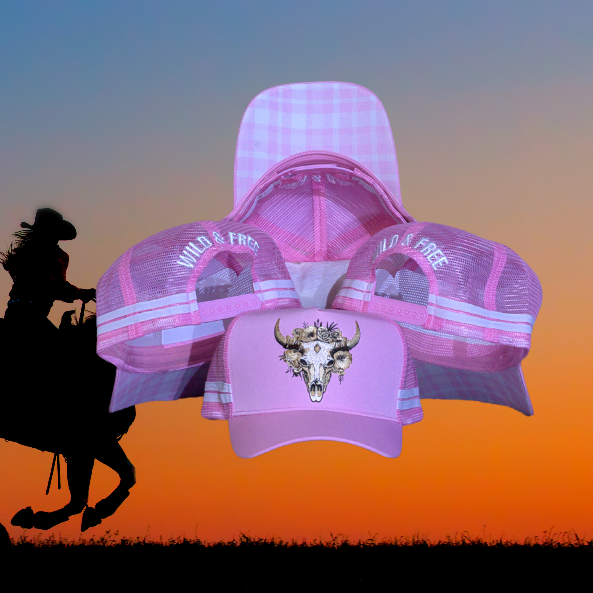 Country hat cowgirl cap skull wild & free